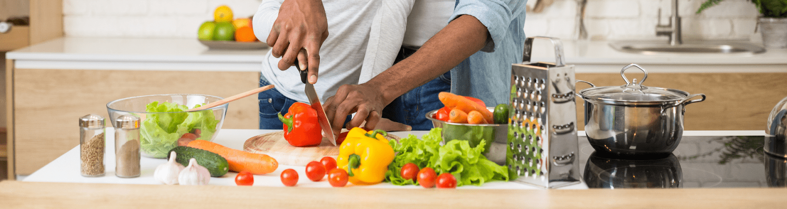 Family prepping for a Plant Based Dinner
