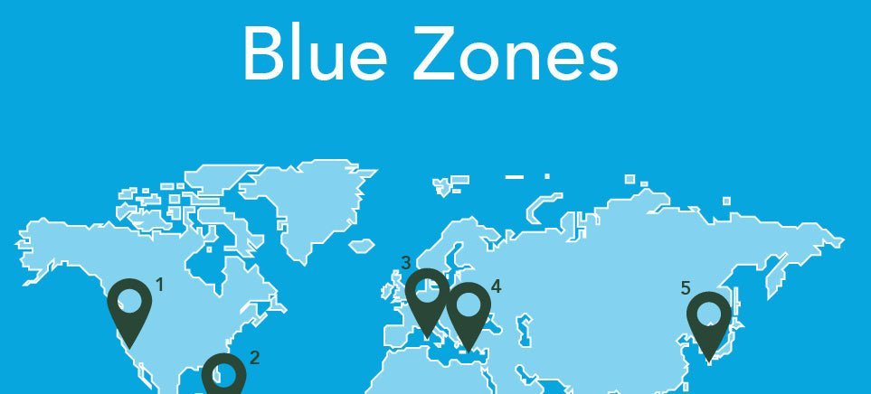 Map of Blue Zones of the world