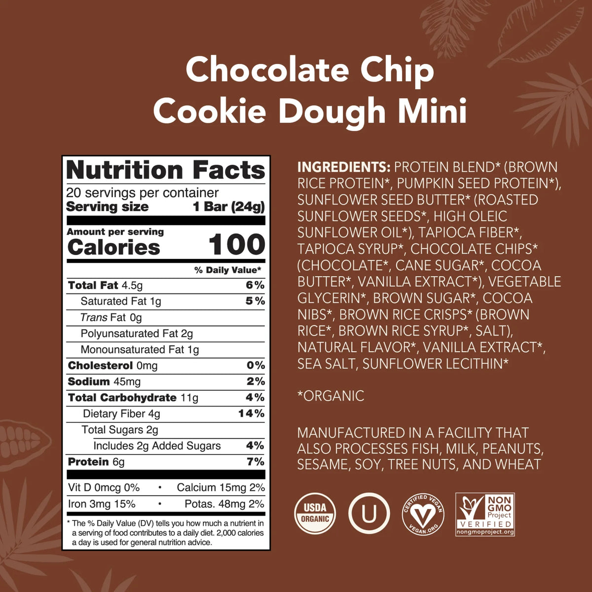 Chocolate Chip Cookie Dough - Mini Bars