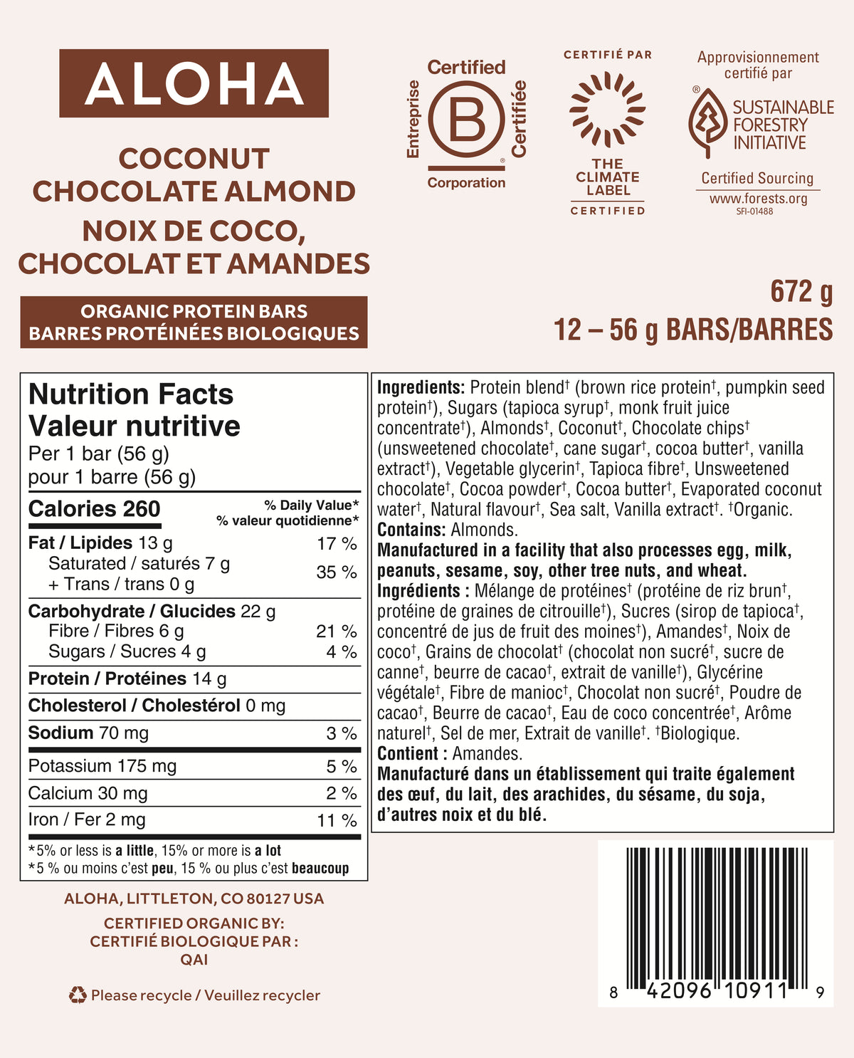 Coconut Chocolate Almond - Protein Bars (CAD)