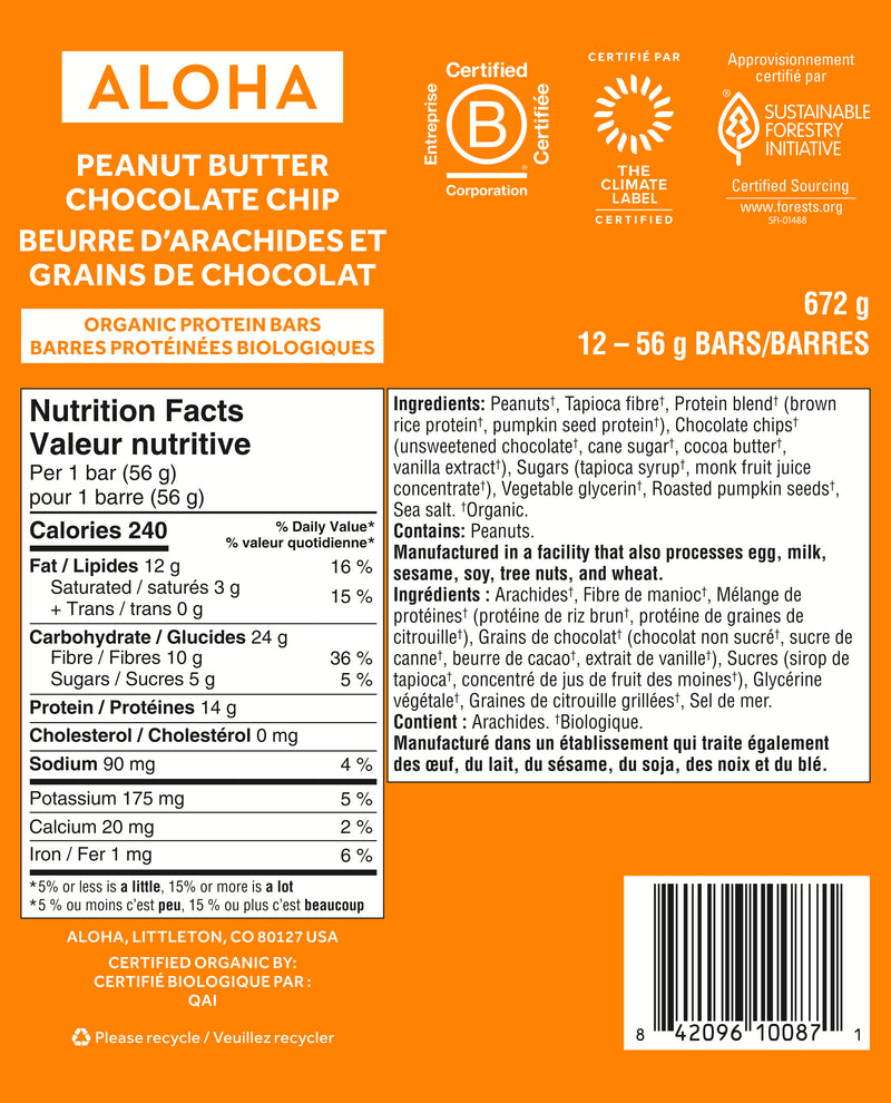 Peanut Butter Chocolate Chip - Protein Bars (CAD)