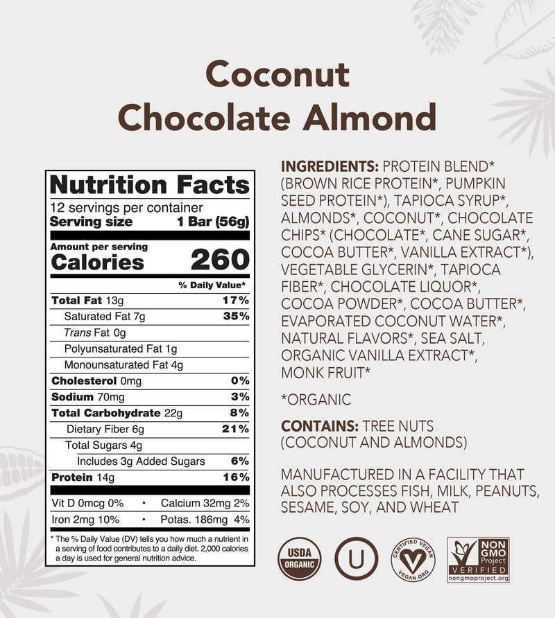 Coconut Almond Protein Bar nutrition