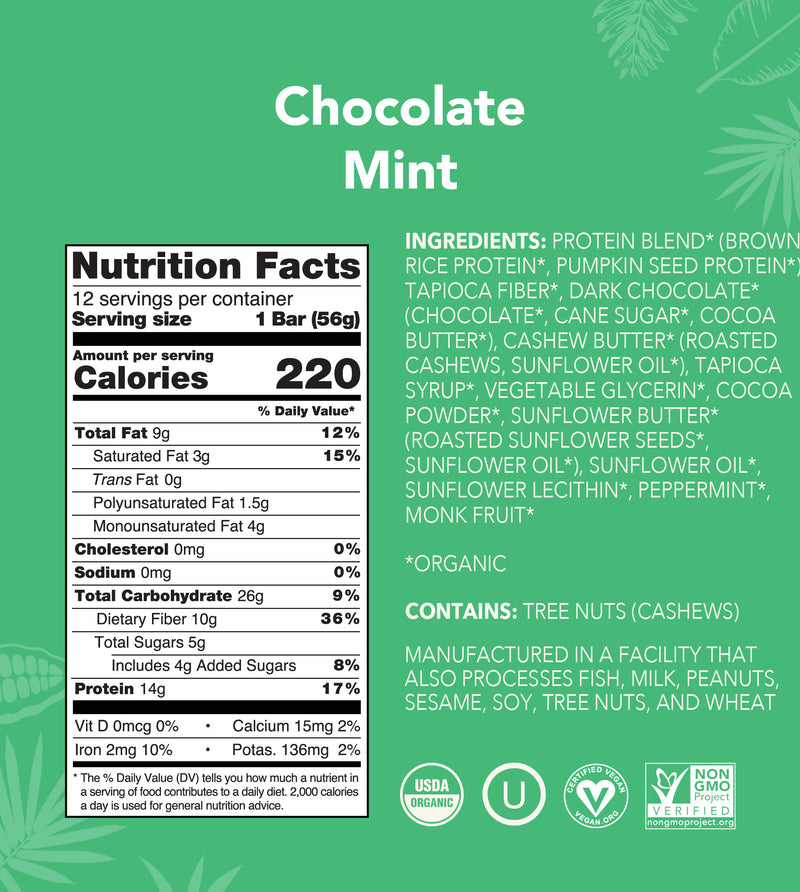 Chocolate Mint Protein Bar nutrition