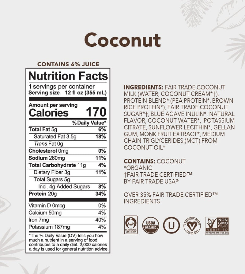 12oz Coconut Protein Drink (Pack of 12)