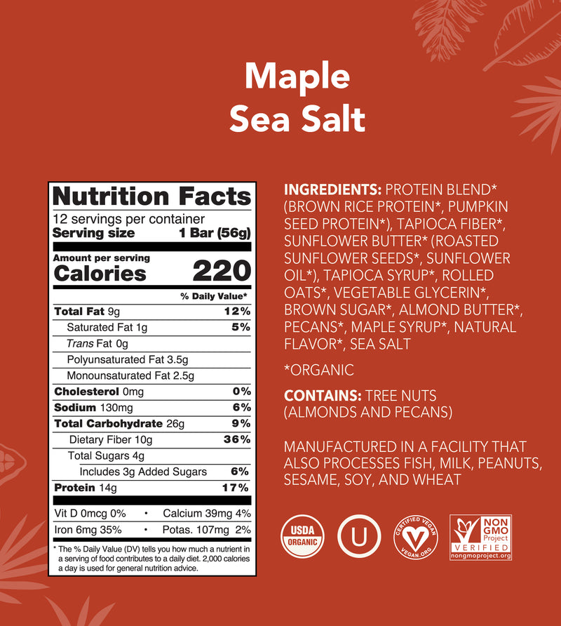 Maple protein bar nutrition