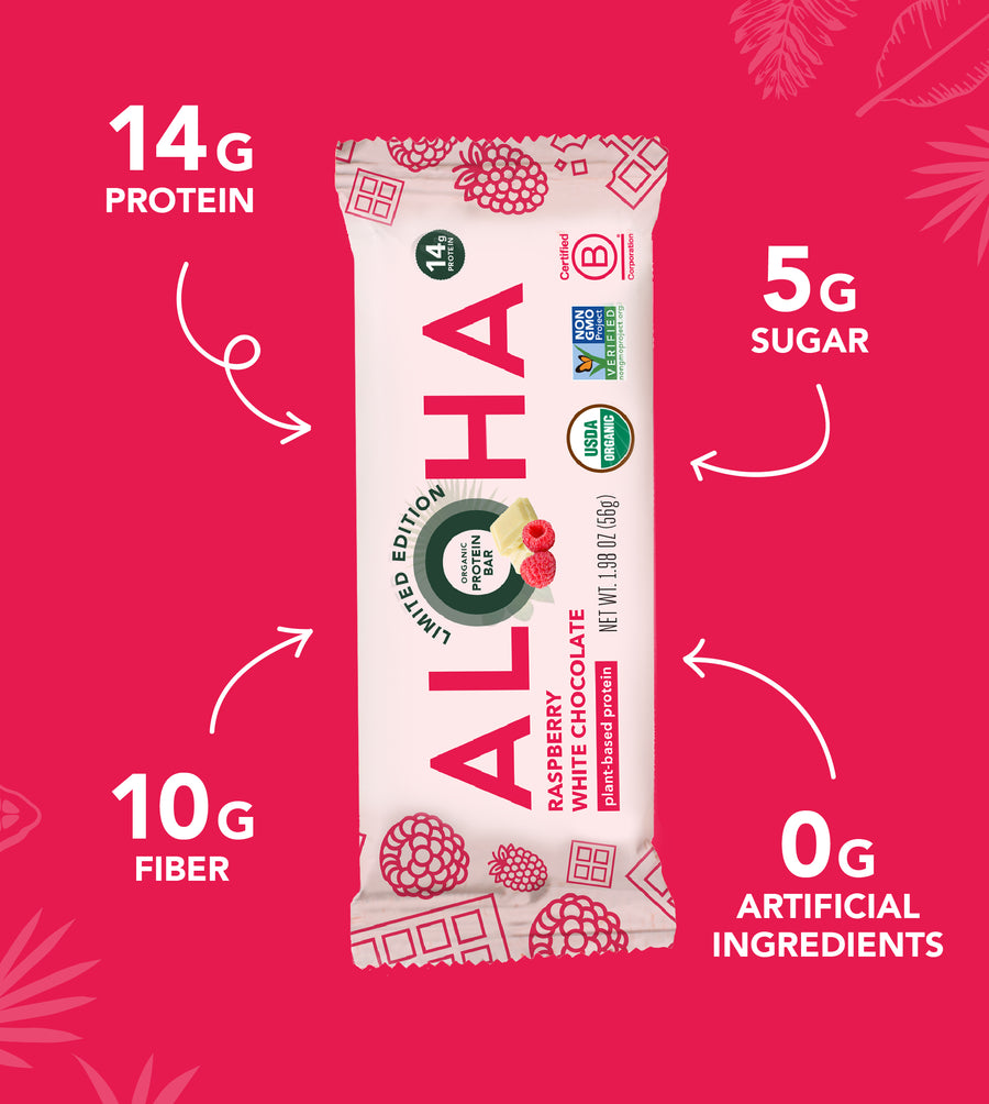 Raspberry White Chocolate Protein Bar – ALOHA