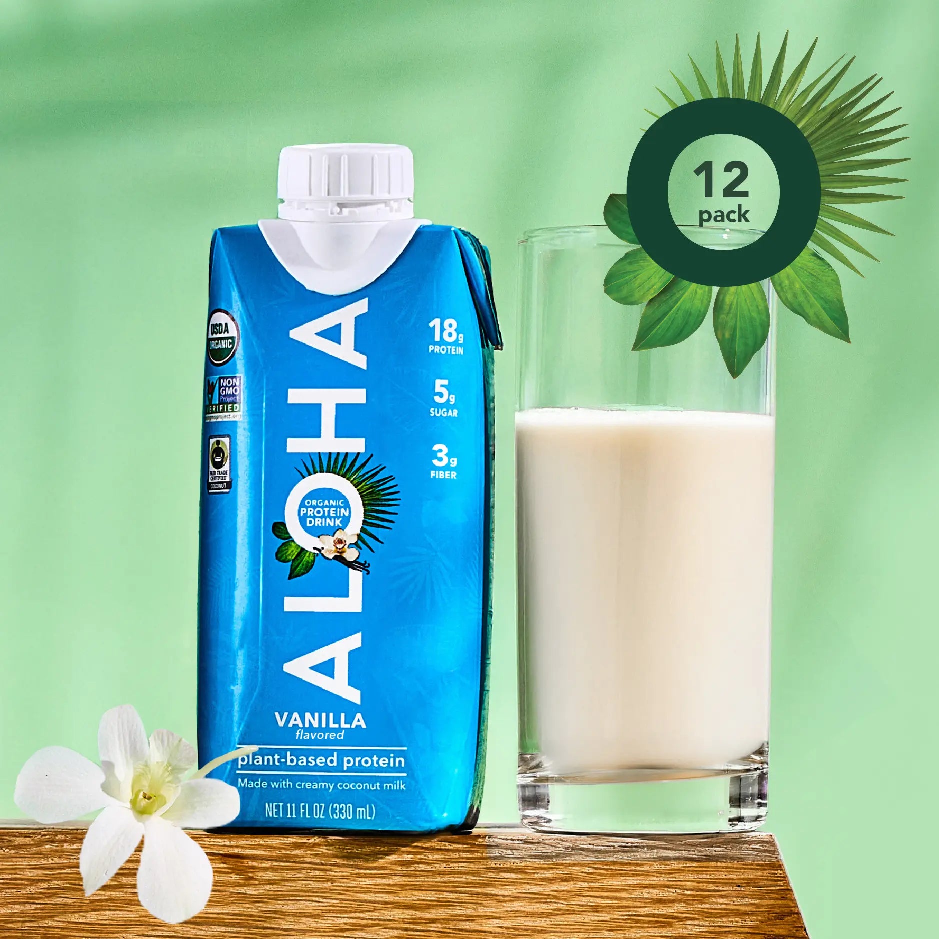 Aloha Organic Plant Protein Shake (12-Pack)