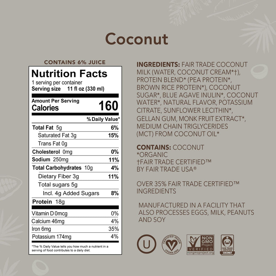 11oz Coconut Protein Drink (Pack of 12) inactive