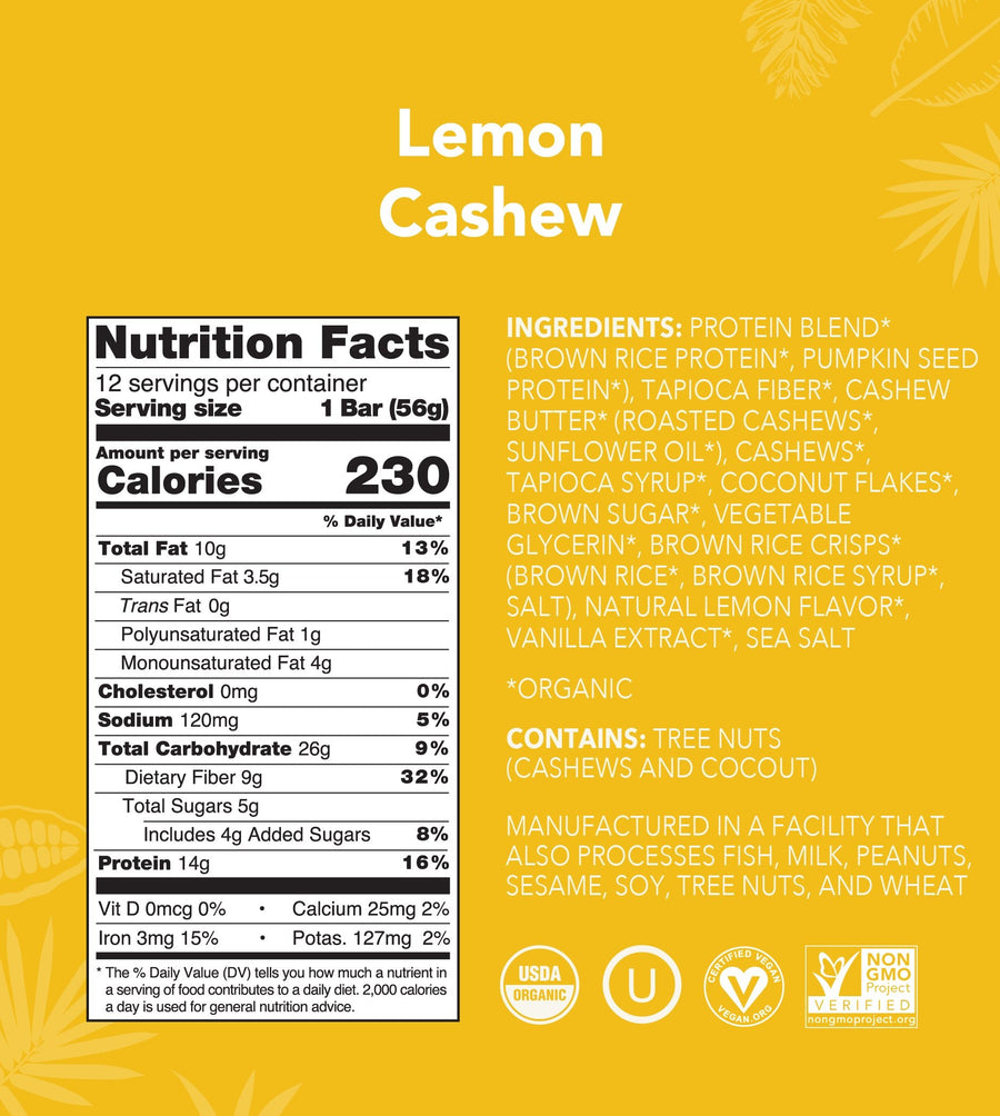 Lemon Protein Bar Nutrition