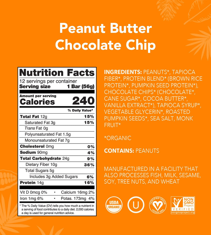 Peanut Butter Chocolate Chip Protein Bar nutrition