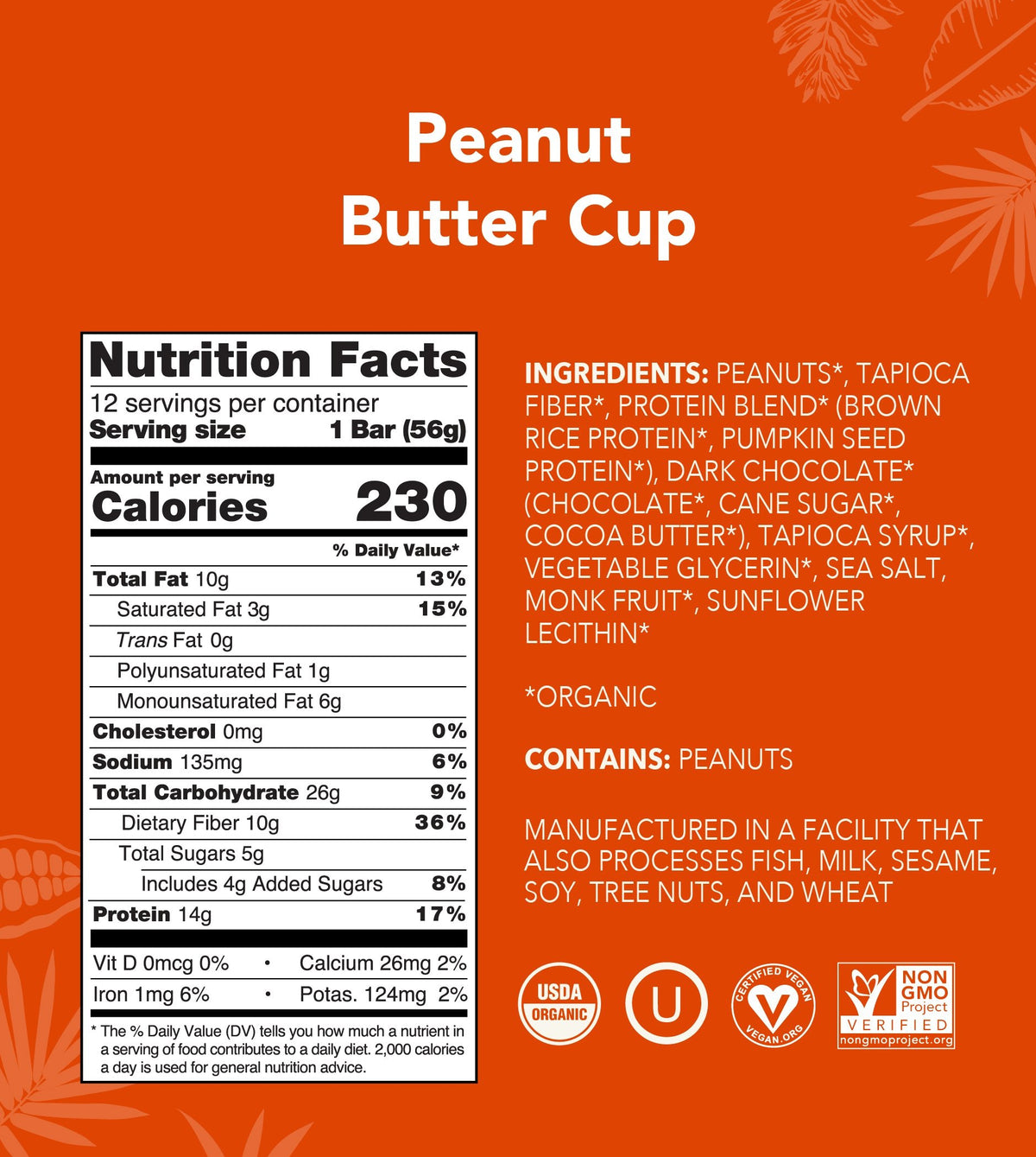 Peanut Butter Cup protein bar nutrition