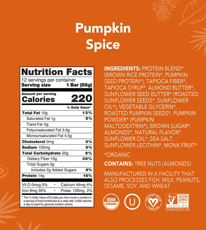 Pumpkin Spice Protein Bar nutrition